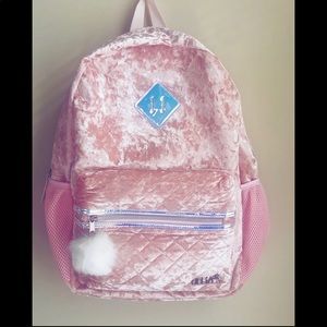 Pink and Holo Velvet Kawaii Style Backpack